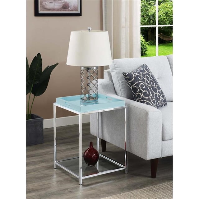 Convenience Concepts Table d'Appoint Palm Beach en Verre Clair et Cadre en Métal Chromé