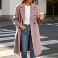 thumbnail image 3 of Vixolx Winter Peacoat for Women Fashion Notched Lapel Collar Double Breasted Woolen Coat with Side Pockets Solid Long Sleeve Overcoat, 3 of 9