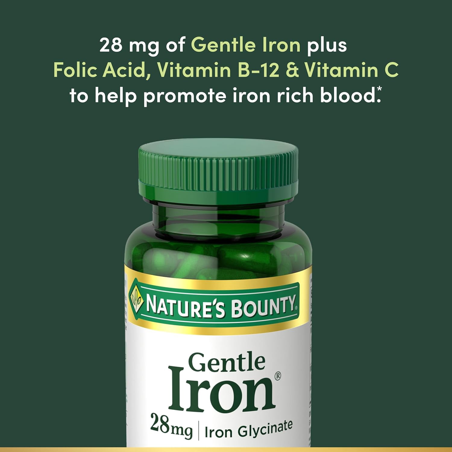 Nature's Bounty Gentle Iron, 28mg, 90 Capsules (Pack of 6)