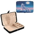 thumbnail image 2 of Leather Jewelry Box Rectangular 8.27x5.5x1.78In Travel Jewelry Storage Earrings Necklace Bracelet Watch Brooch Storage Wolf in The Moonlight, 2 of 8