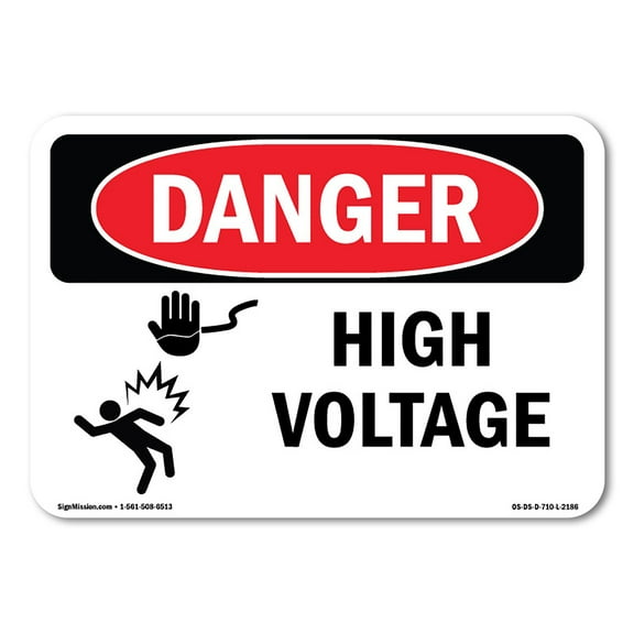 SignMission OS-DS-A-1824-L-2186 18 x 24 in. OSHA Danger Sign - High Voltage