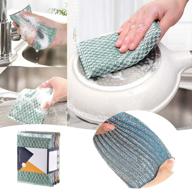 High-Performance Kitchen Cleaning Brush Efficient Grease Remover for Tackle Tough Dishes Pots and Pans Scrubbing Solution Easy Grip Design 4PCS