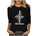 thumbnail image 3 of Craaazy Women's Shirts Christmas Printed 3/4 Sleeve Casual Tops Gifts, 3 of 5
