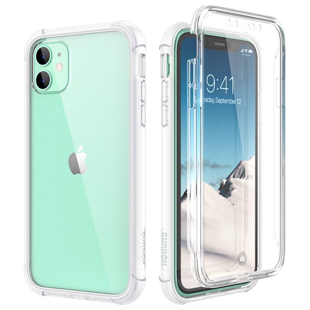 Suritch For Apple Iphone 11 Case 360 Shockproof Clear Cover Built In Screen Protector Full Body Hybrid Protection Hard Shell Soft Tpu Rubber Bumper Rugged Case Shockproof For Iphone 11 6 1 Clear