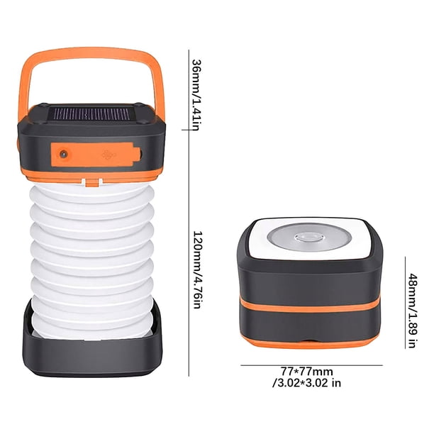 Luz de Jardín Plegable Al Aire Libre de Luces Solares con Carga Usb,Portable Impermeable para Camping Patio Tent Sensor Automático,Luzes Solares Al Aire Libre Jardín