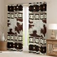 thumbnail image 2 of Erosebridal Brown Cow Print Black Out Curtains, Rustic Farmhouse Curtains Pack of 2 (42x63 Each), Beige Aztec Decor, 2 of 6