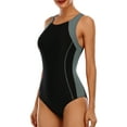 thumbnail image 3 of Women's Side Splicing Athletic Swimwear Crossback One Piece Competitive Bathing Suit, 3 of 5