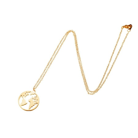 VBARHMQRT World Map Necklace Mother Earth Necklace Travel Gifts for Women Man Design Sense Jewelry Necklace for Women Moon Peace Sign Necklace Necklace Silver Opal