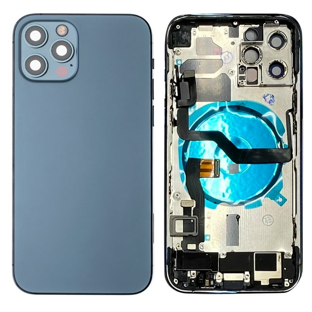 Coque Arrière de Remplacement avec Pièces pour Apple iPhone 12 Pro - Bleu Pacifique