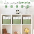thumbnail image 6 of ThrottleT-Fabric Cubes Storage Basket, 6 Pack 11x11 in with Handles Foldable Cube Storage Bins, for Shelves, Home, Office Organizers (White/ Green), 6 of 18