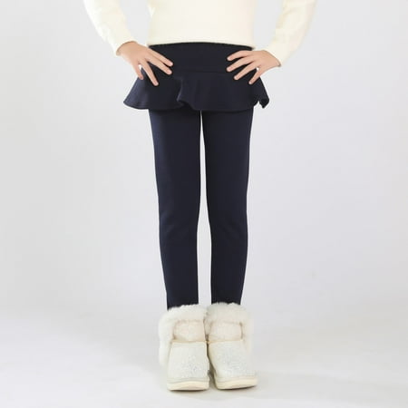 

BULLPIANO Girls Casual Warm Fleece Culottes Leggings Kids Winter Thicken Tutu Skirt Tights Long Pants 3-11Y