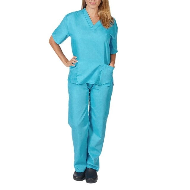 Tralilbee Women's Nursing Uniform Scrub Set – 2 Pockets (V-Neck with Cargo Pant)