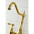 thumbnail image 4 of Kingston Brass KS1277ALBS Heritage Bridge Kitchen Faucet with Brass Sprayer, Brushed Brass, 4 of 5