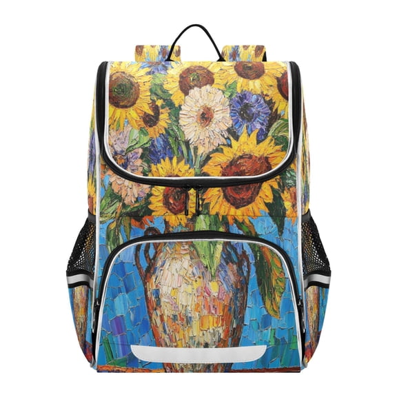 YAZAOO School Backpack Travel Bag Bookbags Bookbags Bold Bouquet in Blissful Blue Pattern
