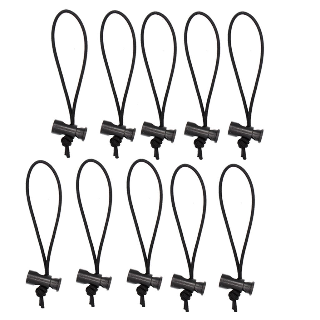 Foto & Tech 10-Pack Multipurpose Extra Thick Toggle Tie/Cable Tie and Organizer Adjustable /Elastic Loop/Instant Clutter Killer/Tangle Tamer/Cable Management for Cord & Cable Reusable (Black)