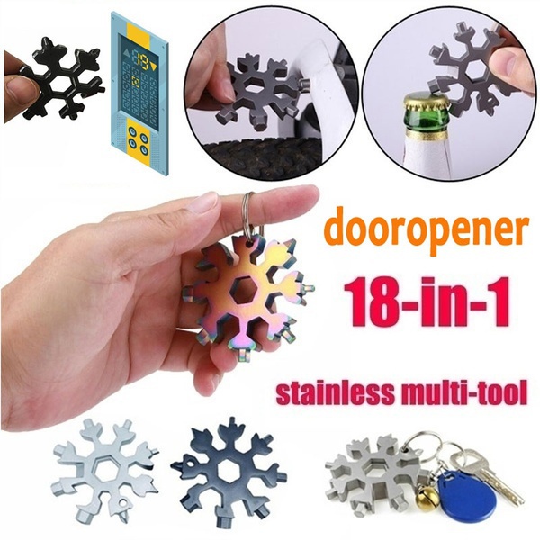 18 In 1 Stainless Tool Multi Tool Portable Snowflake Shape Key Chain Screwdriver