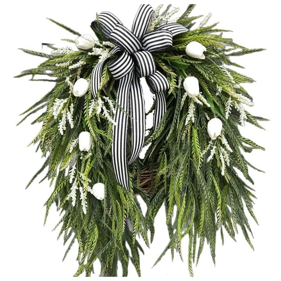 Wreaths for Front Door Floral Wreath Year Round Outside Rose Spring Summer With Green Farmhouse Home Indoor Wall Window Wedding Greeny Decorations 40Cm Utility