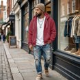 thumbnail image 7 of Resicozy Mens Zip Up Hoodies Long Sleeve Solid Color Hooded Sweatshirts Casual Fall Winter Track Jackets Wine S, 7 of 7