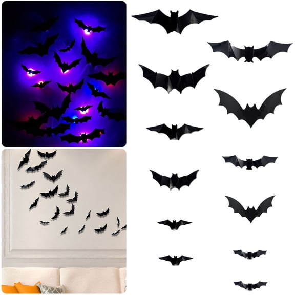 12 Pack Bats Halloween Wall Decor 12 Pack Bat Lights Halloween Bat Lights Halloween Bats Wall Decor Halloween Decorations Indoor