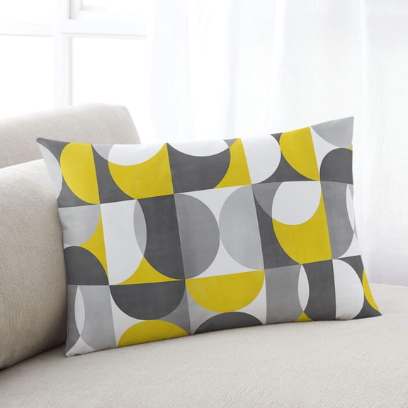 Grey Yellow Oversized Pillow Covers, Middle Century Abstract Geomrtry Soft Breathable Throw Pillow Cases with Invisible Zipper, Decorative Pillowcase Pillows Protectors for Sofa Bed Couch 24"x36"