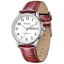 Bomieux Watches for Man Minimalist Quartz Watch with Leather Strap & Calendar 30M Water Resistant Watch Gift for Man