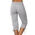thumbnail image 6 of USNSM Summer Casual Capri Pants for Women Solid Color Slim Fit Drawstring Straight Pants Comfortable Hem Tie Capri Pants Gray L, 6 of 6