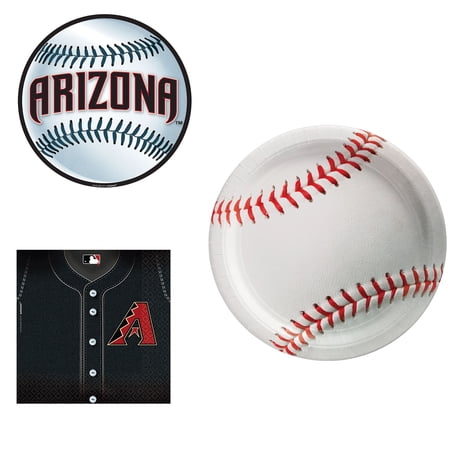Amscan Arizona Diamondbacks Party Kit 20 Count Paper Plates 36 Count Luncheon Napkins & 1 Count Cutout