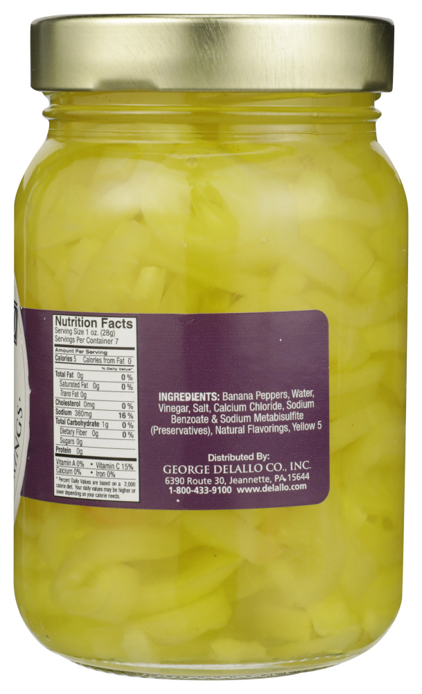 DeLallo Mild Banana Pepper Rings, 16 oz