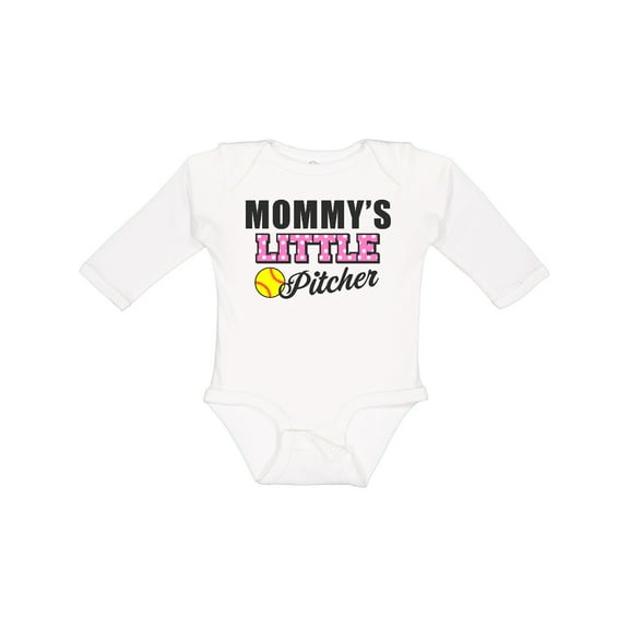 Inktastic Mommys Little Pitcher Softball Girls Long Sleeve Baby Bodysuit