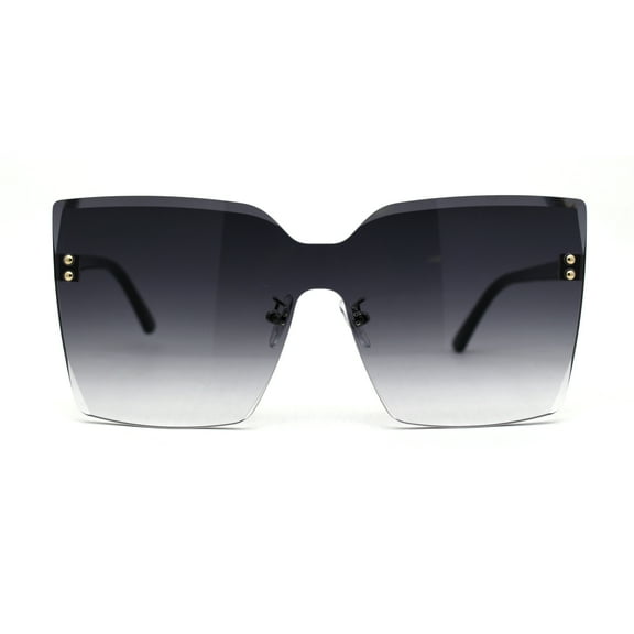 Womens Oversize Rimless Chic Squared Butterfly Sunglasses Gold Black Smoke
