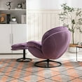 thumbnail image 5 of Velvet Swivel Accent Chair with Ottoman Set, Modern Lounge Chair Armchair with Footrest and Metal Base Comfy Single Sofa Chair with 360 Degree Swiveling Accent Chairs for Living Room, Purple, 5 of 7