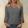 thumbnail image 2 of Nestiefly Womens Tops 3/4 Length Sleeve Dressy Casual Blouses for Women 2026 Trendy Crew Neck T Shirts Summer Clothes Gray 3XL, 2 of 7