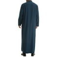 thumbnail image 5 of Wyobmus Men's Muslim Robe Middle Stand Collar Robe Long Style Long Sleeve Pullover Long Shirt Fashion Casual Robe Lake Blue, 5 of 5