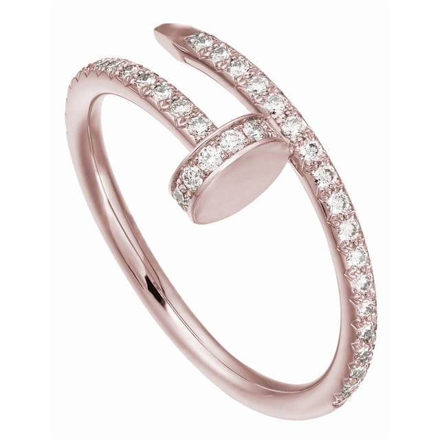 Anillo en forma de clavo con brillos rosado de oro laminado