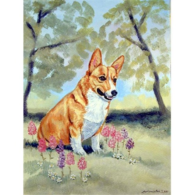 Corgi Drapeau - Taille Jardin, 11 x 15 Po.