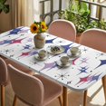 thumbnail image 3 of Purple Blue Diamond Table Cloths for 4 Foot Rectangle Tables, Modern Geometric Middle Century Patio Waterproof Elastic Fitted Tablecloths, Washable Rectangular Table Cover for Camping, 3 of 8