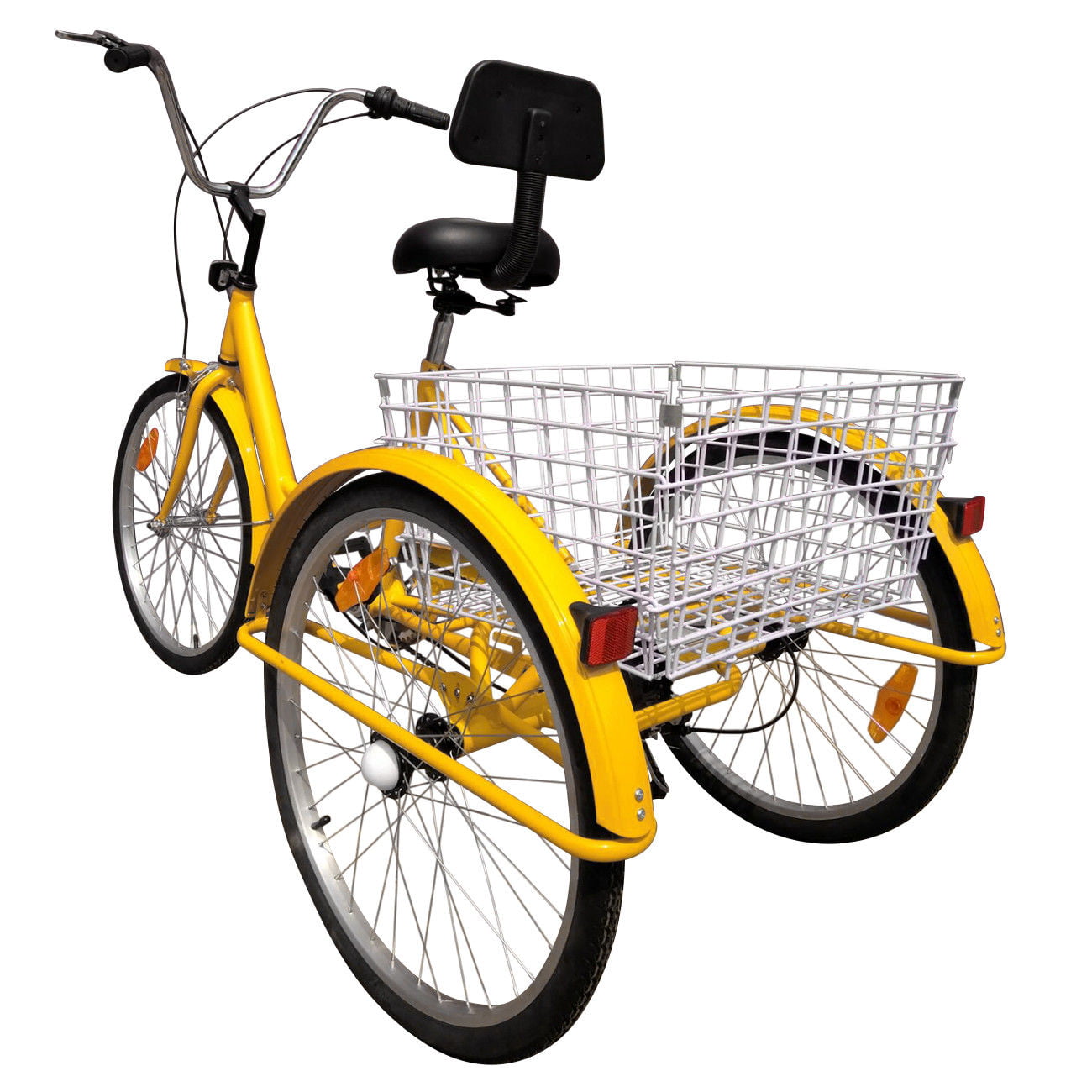 7-Speed 24" Adult 3-Wheel Tricycle Cruise Bike Bicycle With Basket Yellow UA 