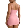 thumbnail image 5 of JSGEK Women Thin Strap Ruched Bodycon Mini Dress Sweetheart Neckline Lingerie for Special Occasions Pink S, 5 of 6