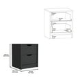 thumbnail image 7 of Nightstand with 2 Drawers, 19 Inch Bedside Table, Black - Modern End Table with Easy Pull-Out Drawers for Bedroom, Living Room, 7 of 7