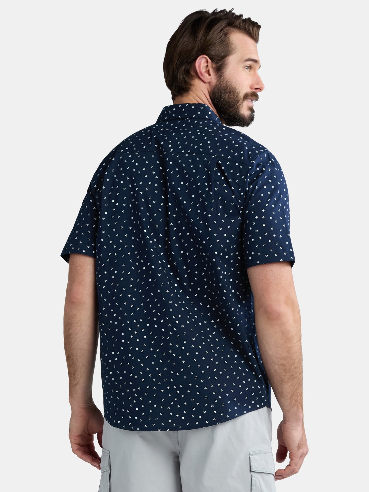 George Men's & Big Men's Classic Fit Short Sleeve Button-Up Poplin Shirt, Sizes S-3XL