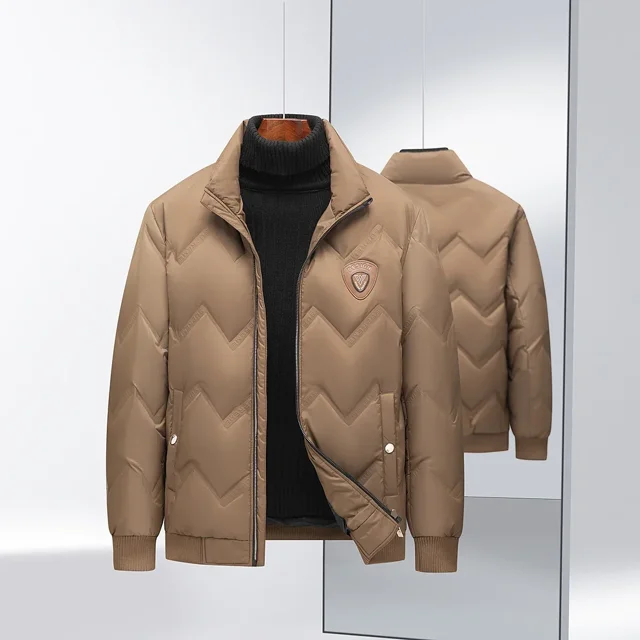 Chaqueta de plumón con cremallera y cuello alto corto para hombre, nueva chaqueta de plumón de pato blanca de invierno 2024, chaqueta gruesa y cálida