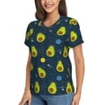 thumbnail image 2 of Honeii Avocado in Space Print Women's Classic V-Neck T-Shirt,Womens Fashion Tops,Stylish Everyday Top for Women, Casual Summer Spring Outfits Clothes-XX-Large, 2 of 5