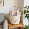 thumbnail image 5 of Easter Basket, Easter Bunny Baskets with Handle, Baby Gift Baskets, Egg Buckets Gifts Tote Bags Egg Hunt Basket for Kids, Boys, Girls, Toddler, Babies, Infant (Blue), 5 of 6
