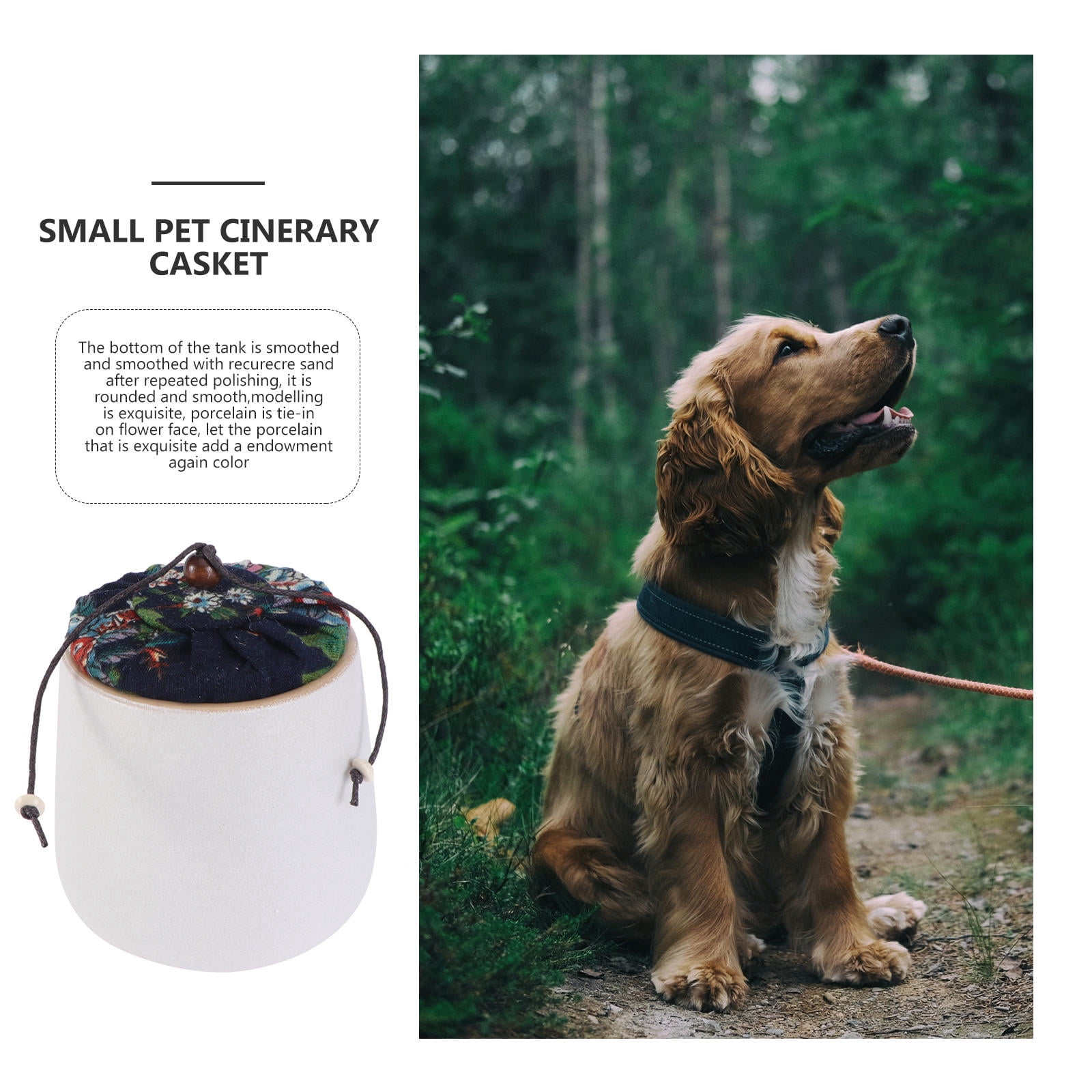 DINHEAROM Dog Box For Ashes Pet Memorial Urn White Ceramics 1Pack Portable