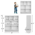 thumbnail image 2 of Kojooin Kids Toy Storage Organizer with Bins, 3-Tier Wooden Bookshelf & Toy Cabinet with 5 Cubbies, Kid-Sized Storage for Playroom, Bedroom, Nursery, or Classroom, White, 2 of 9