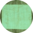 thumbnail image 1 of Ahgly Company Indoor Round Abstract Turquoise Blue Modern Area Rugs, 3' Round, 1 of 4