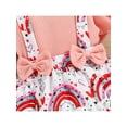 thumbnail image 6 of Franhais Infant Baby Girls Casual Romper, Cartoon Flower/Rainbow Printed Fly Sleeve Patchwork Bodysuit+Headband, 6 of 9