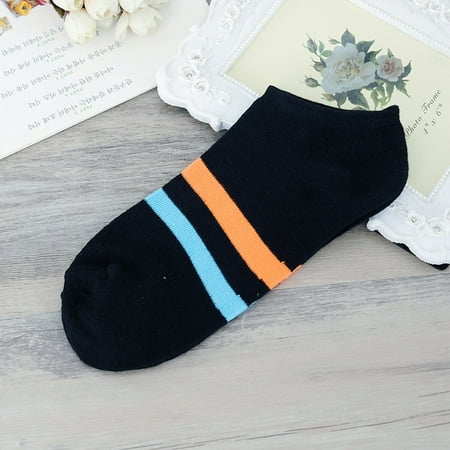 

〖Yilirongyumm〗 Socks 1Pair Unisex Mixed Color Comfortable Stockings Non-Slip Stripe Short Stockings
