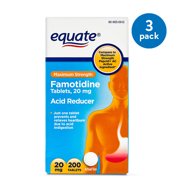 (3 pack) (3 Pack) Equate Maximum Strength Acid Reducer Famotidine Tablets, 20 mg, 200 Ct