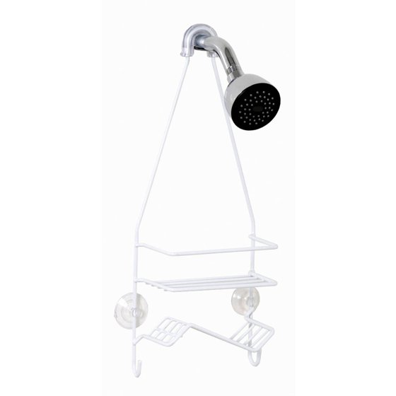 Zenna Home 7504W 18" x 7" x 3.75" White Shower Head Caddy